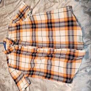 Arizona Boys Blue/Orange Plaid Button Down Shirt (SX Large-14/16) Pre-owned!!!!